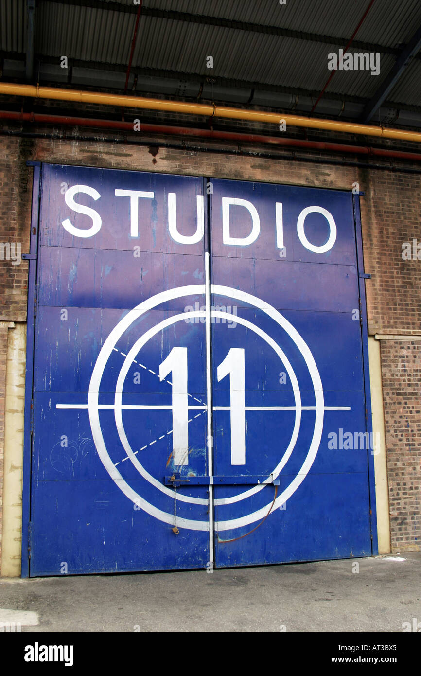 Soundstage door at a film studio Stock Photo