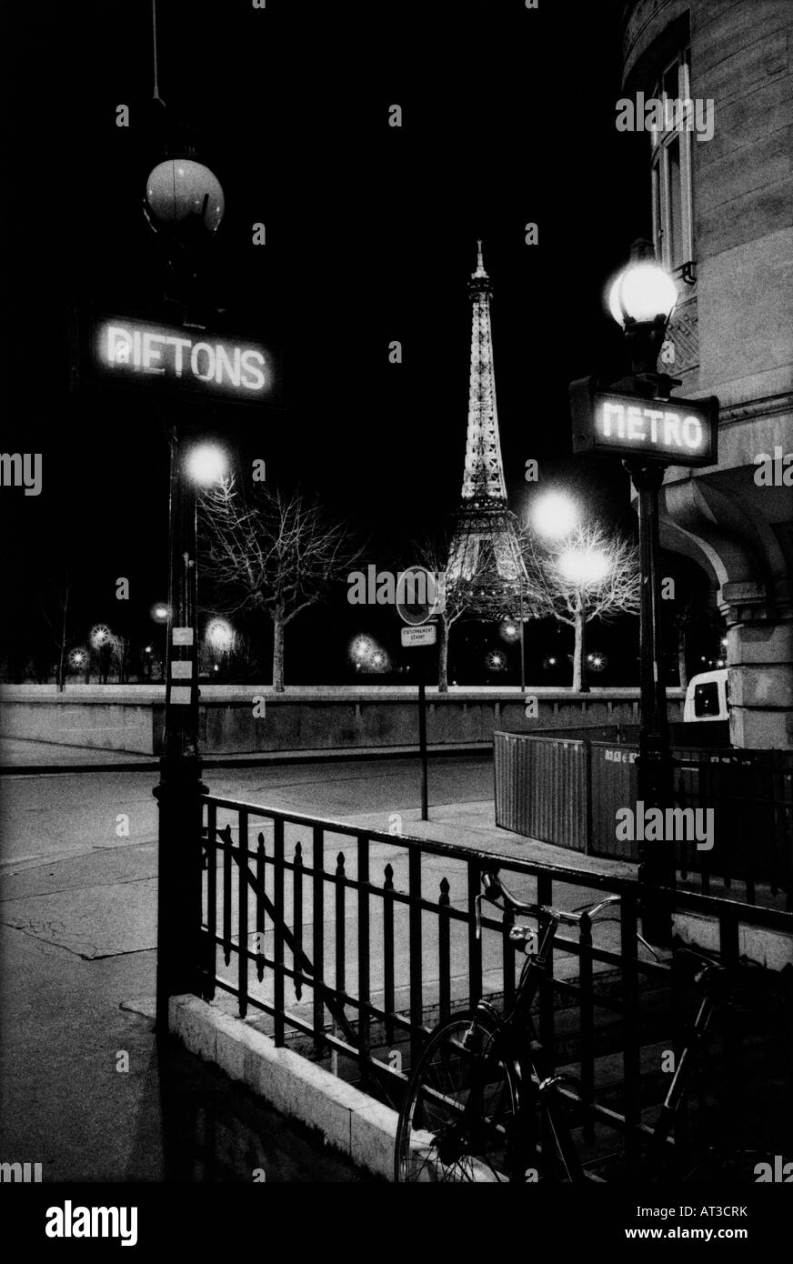 The Eiffel Tower at night Stock Photo Alamy