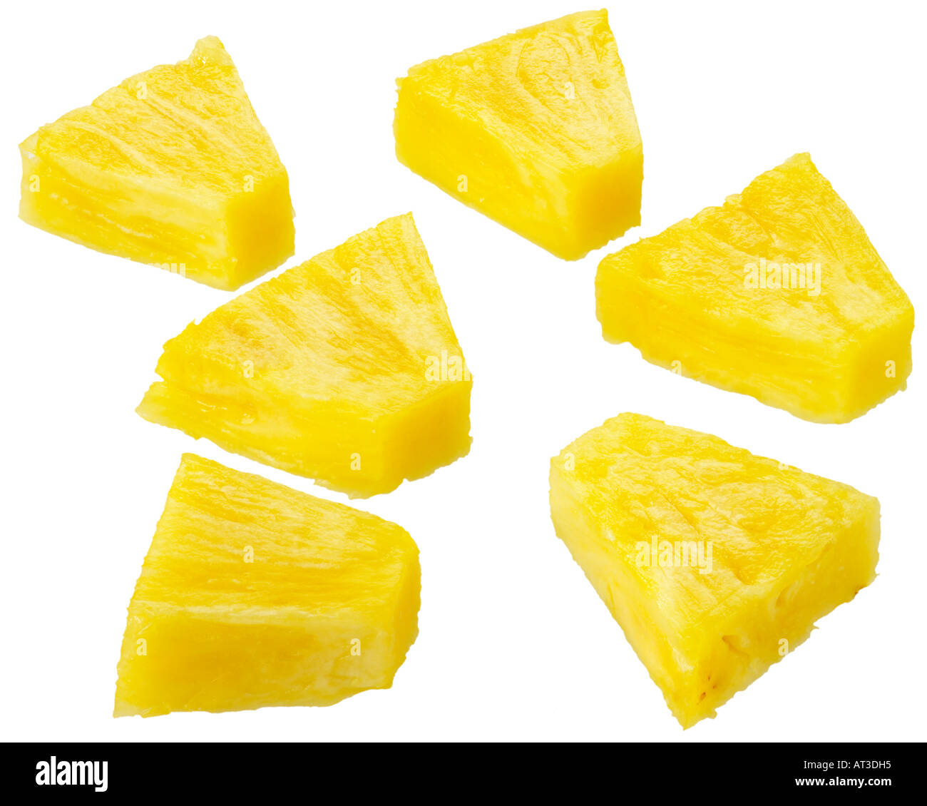 SIX PINEAPPLE SEGMENTS / CHUNKS CUT OUT Stock Photo - Alamy