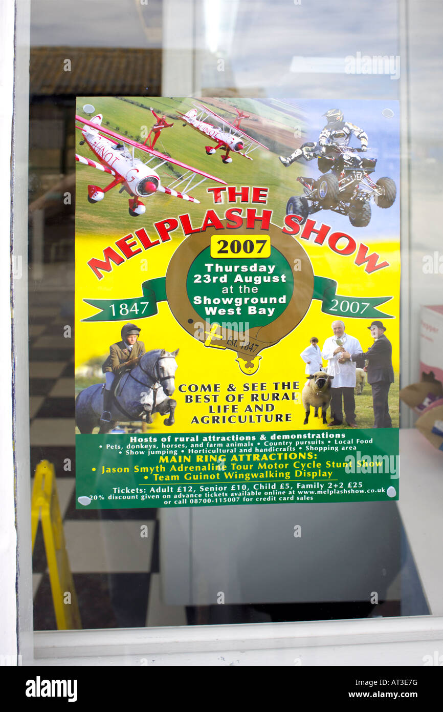 Poster shop window advertising the Melplash Show Stock Photo Alamy