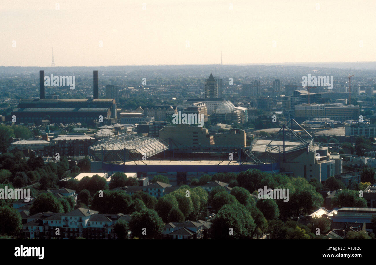 Stamford Bridge soccer stadium home of Chelsea Football Club seen from the top of the Empress State Building, London, England Stock Photo