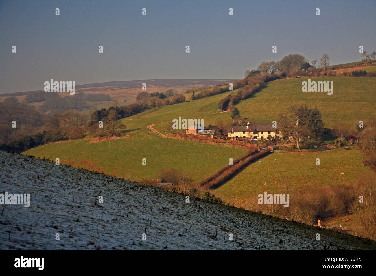 Hillside farmhouse near Wheddon Cross, Exmoor National Park Somerset UK