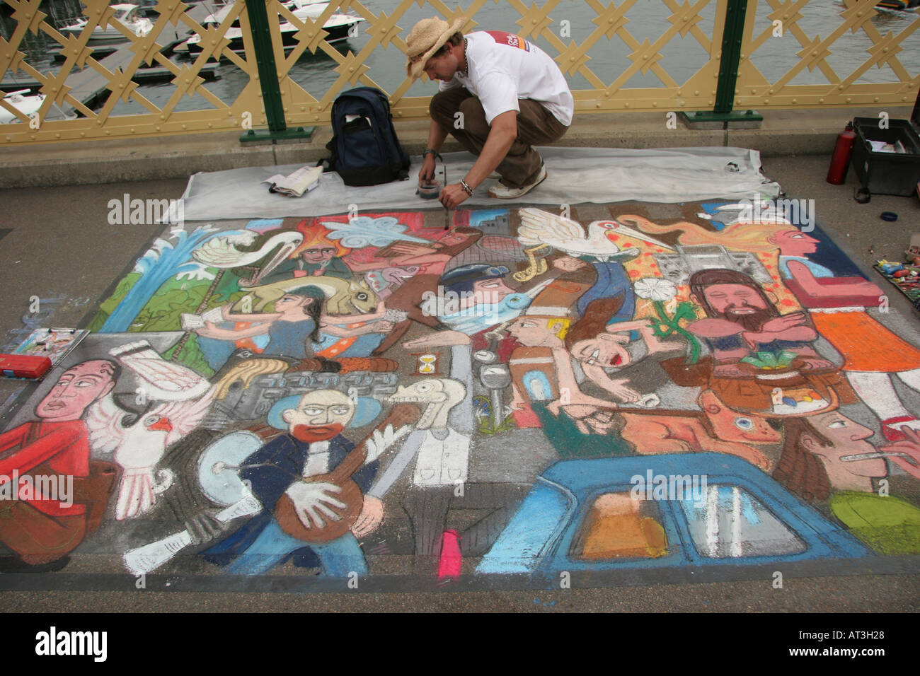 Chalk Artist pavement Art Sydney Chalk The Walk Australia Artist Stock