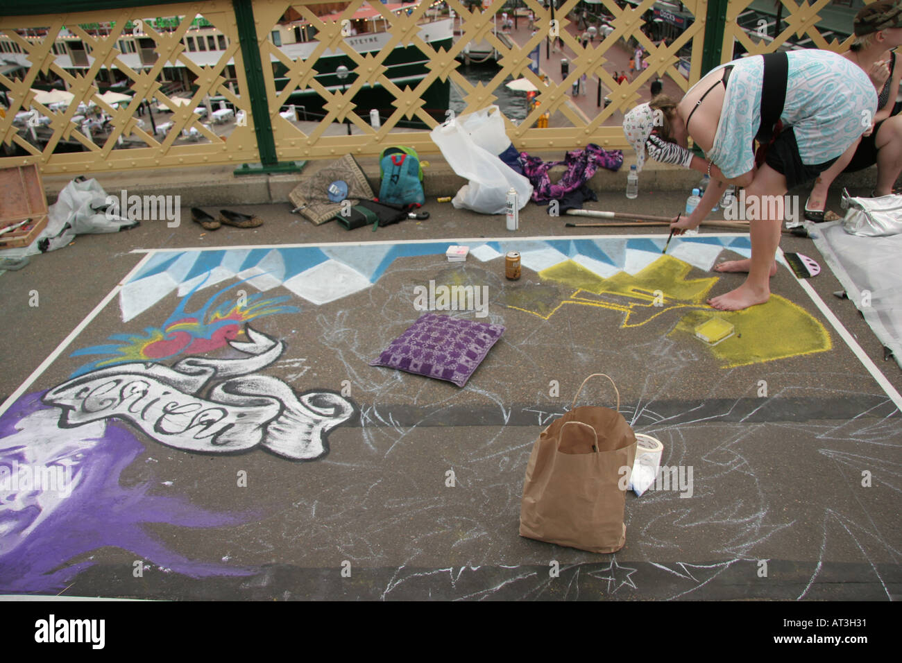Chalk Artist pavement Art Sydney Chalk The Walk Australia Artist Stock Photo Alamy