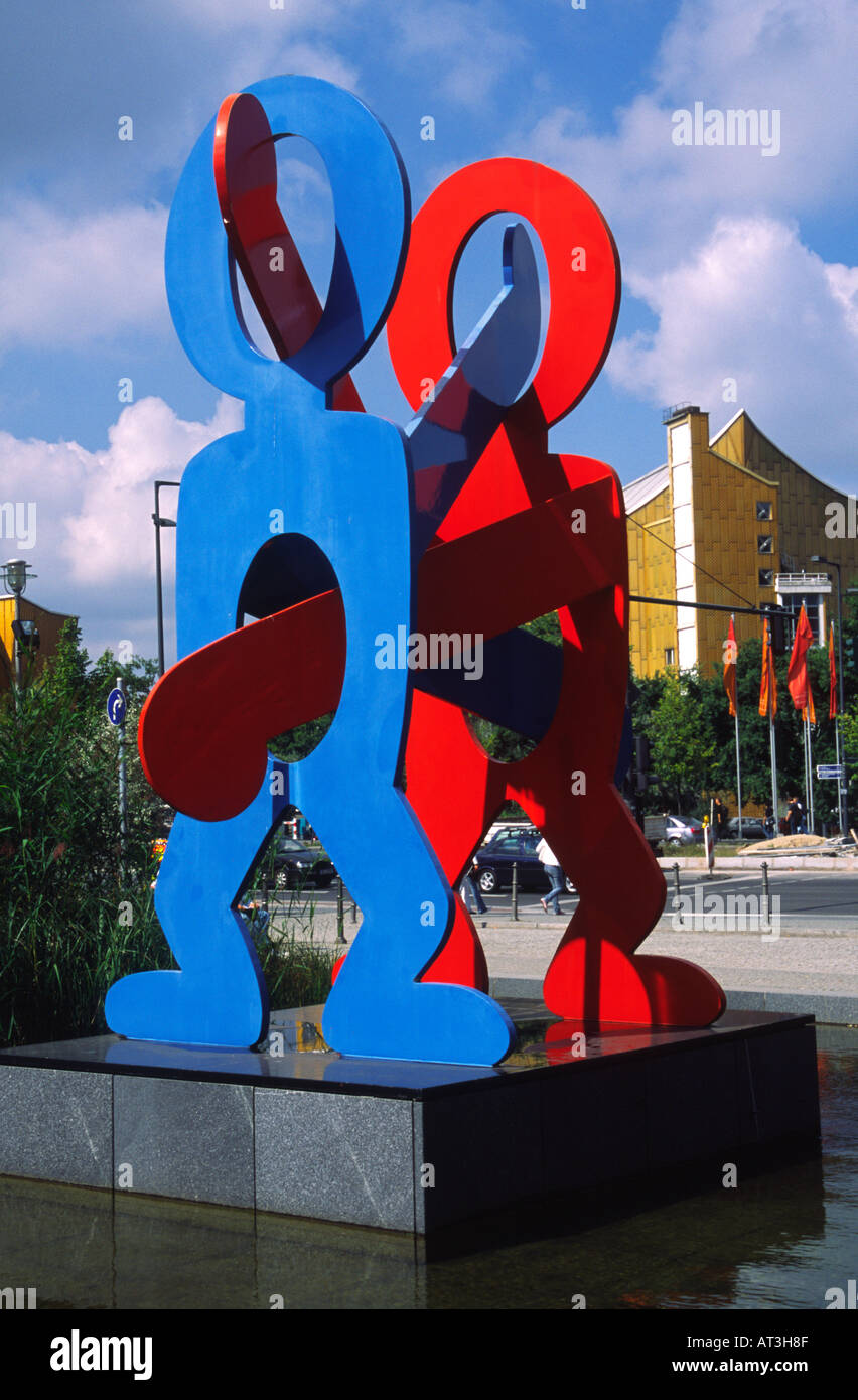 Boxers sculpture by Keith Haring Potsdamer Platz Berlin Germany Stock Photo  - Alamy