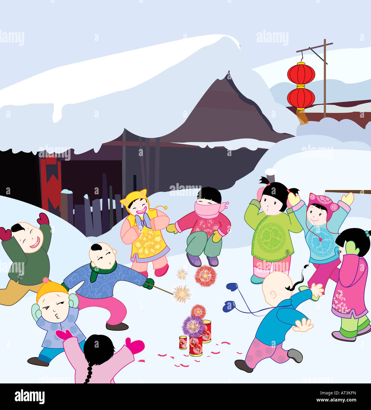 Kids setting fireworks Stock Photo - Alamy