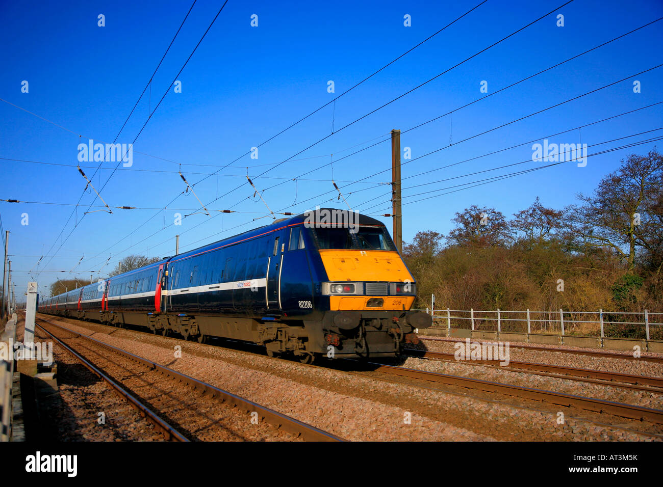 82206 National Express Electric HST train ECML Werrington Peterborough Cambridgeshire England UK Stock Photo