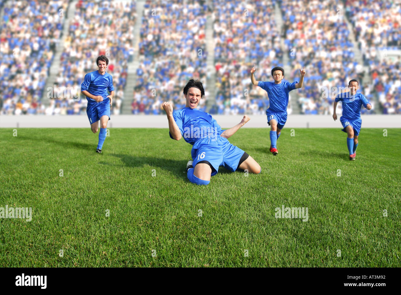 Soccer player celebrating Stock Photo Alamy