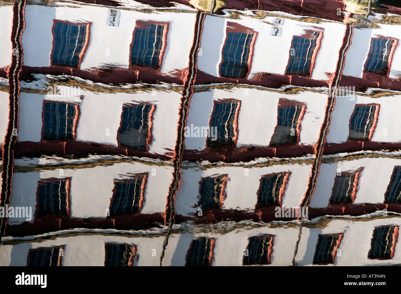 Reflection of 'The  Straddle Warehouse' in a Victoria Quays canal basin in Sheffield 'Great Britain' Stock Photo