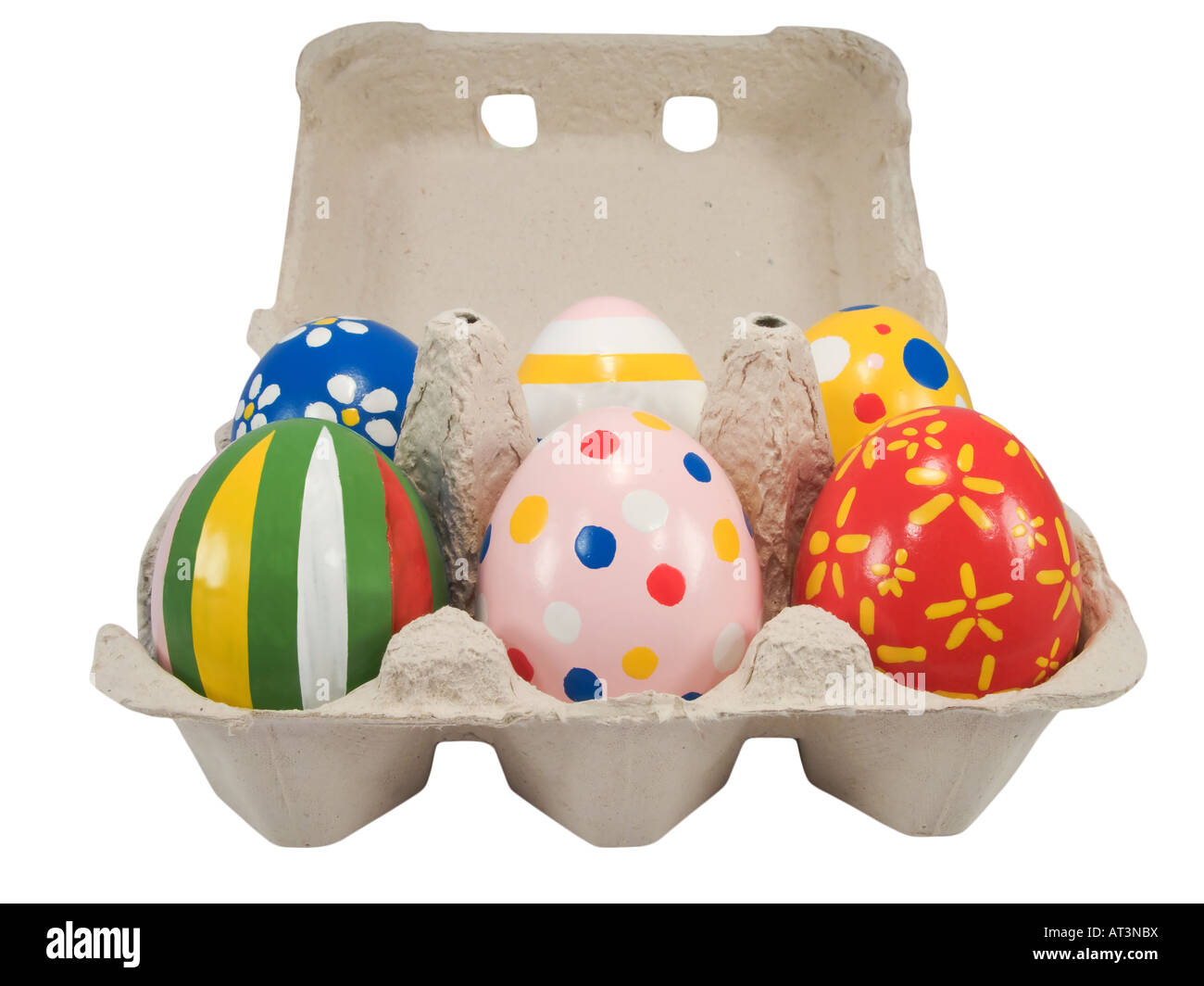 Real hand painted Easter eggs in egg box Stock Photo - Alamy