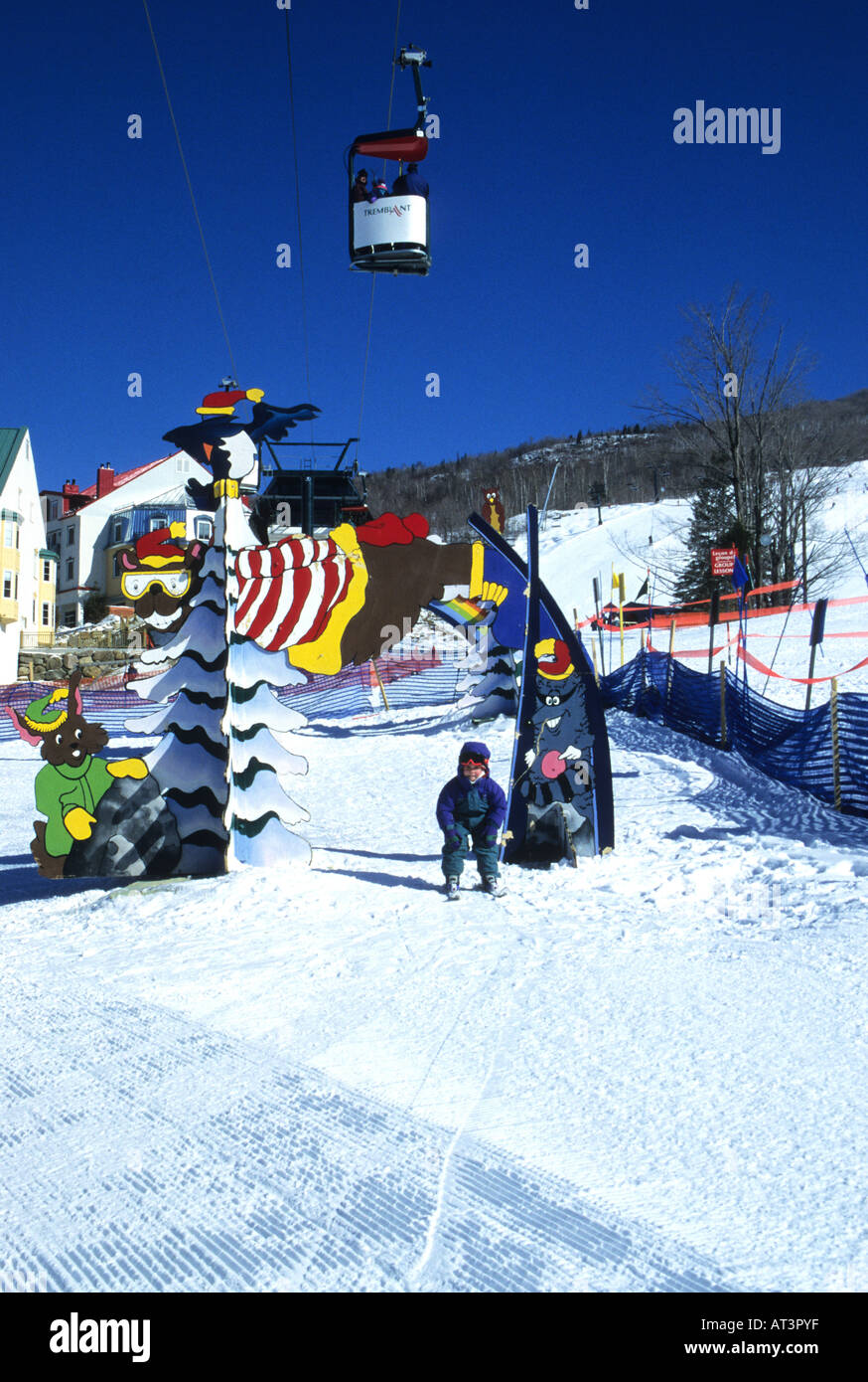 Children  enjoying a ski school at the Mont Tremblant ski resort in Quebec,Canada Stock Photo