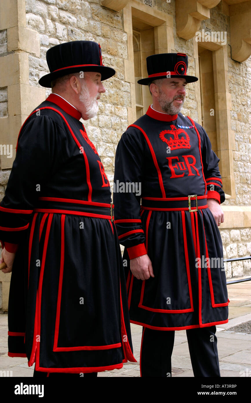 UK London Tower of London Yeoman Guards Ken Bryant and Neil Smith Stock Photo