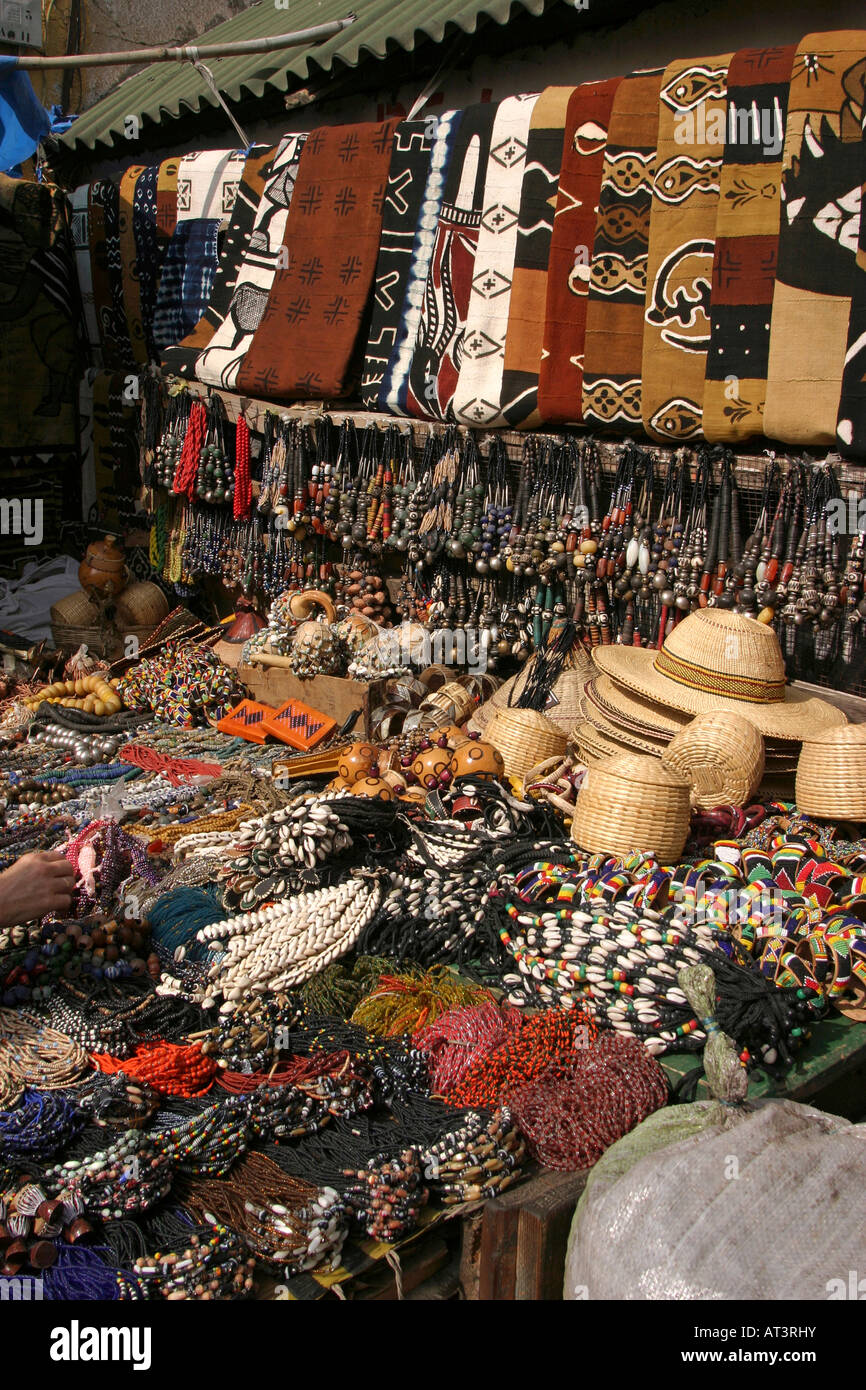 Senegal Dakar Central Train Station market bead and necklace stall Stock Photo