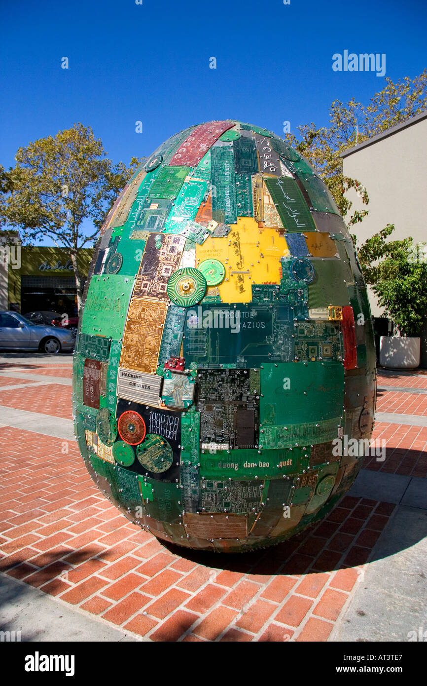 Art sculpture made of used computer circuit boards in Palo Alto ...