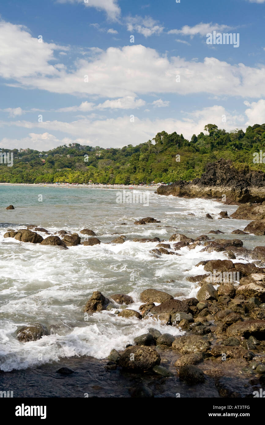 Costa Rica Quepos Manuel Antonio rocky shore between Playa Espadilla Sur and Norte Beaches Stock Photo