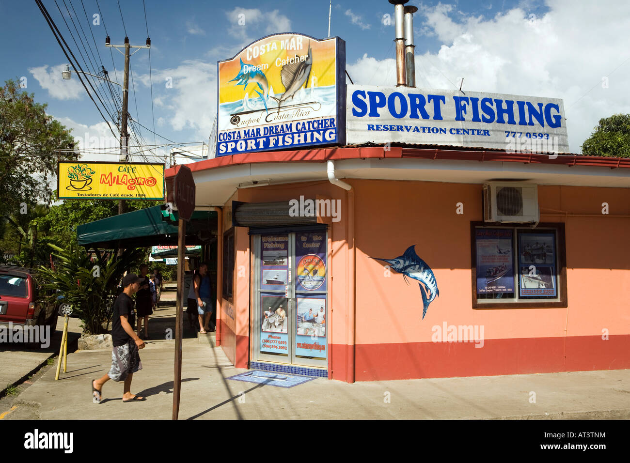 Costa Rica Quepos sport fishing shop in town centre Stock Photo