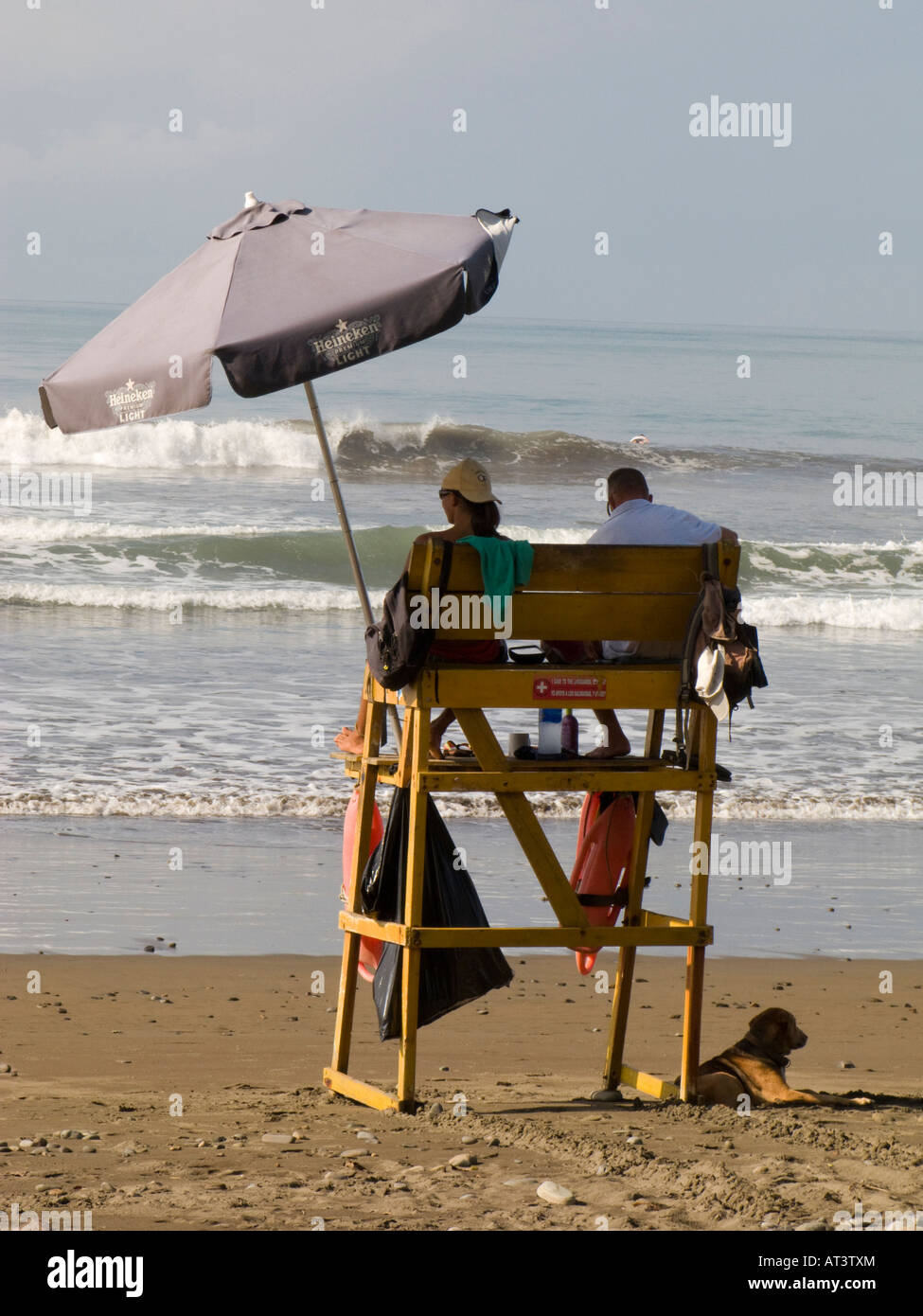 Costa Rica Dominical beach safety lifeguards on duty within red flag