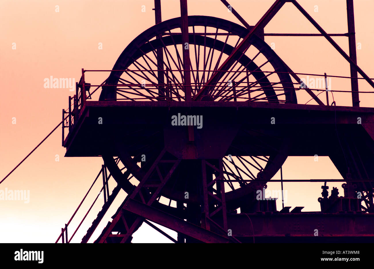 Coal mine pit head wheel Stock Photo Alamy