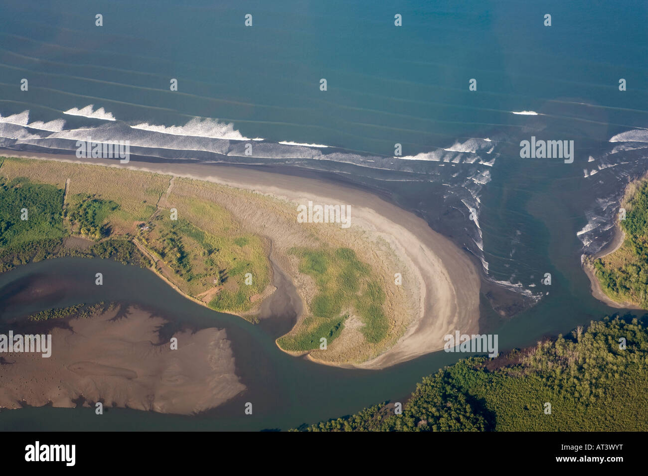 Costa Rica Boca Coronado Playa Boca and Bahia Drake aerial view Stock Photo