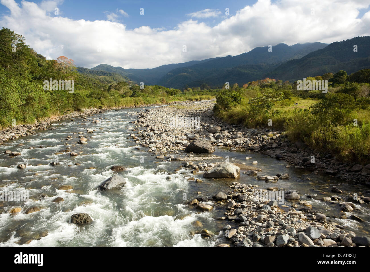Costa Rica Orosi Valley fast flowing Rio Grande de Orosi River Stock
