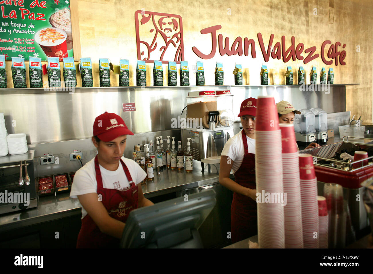 Coffee shop Juan Valdez in Bogota the Colombian version of Starbucks Stock Photo