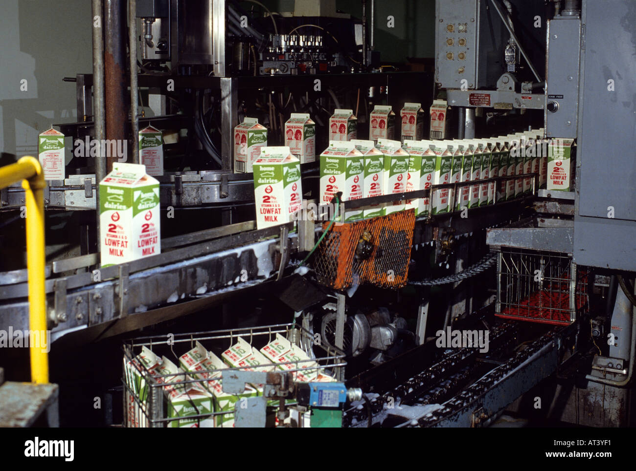 Cartons of milk on a conveyer line at a dairy processing plant in Boise, Idaho Stock Photo Alamy