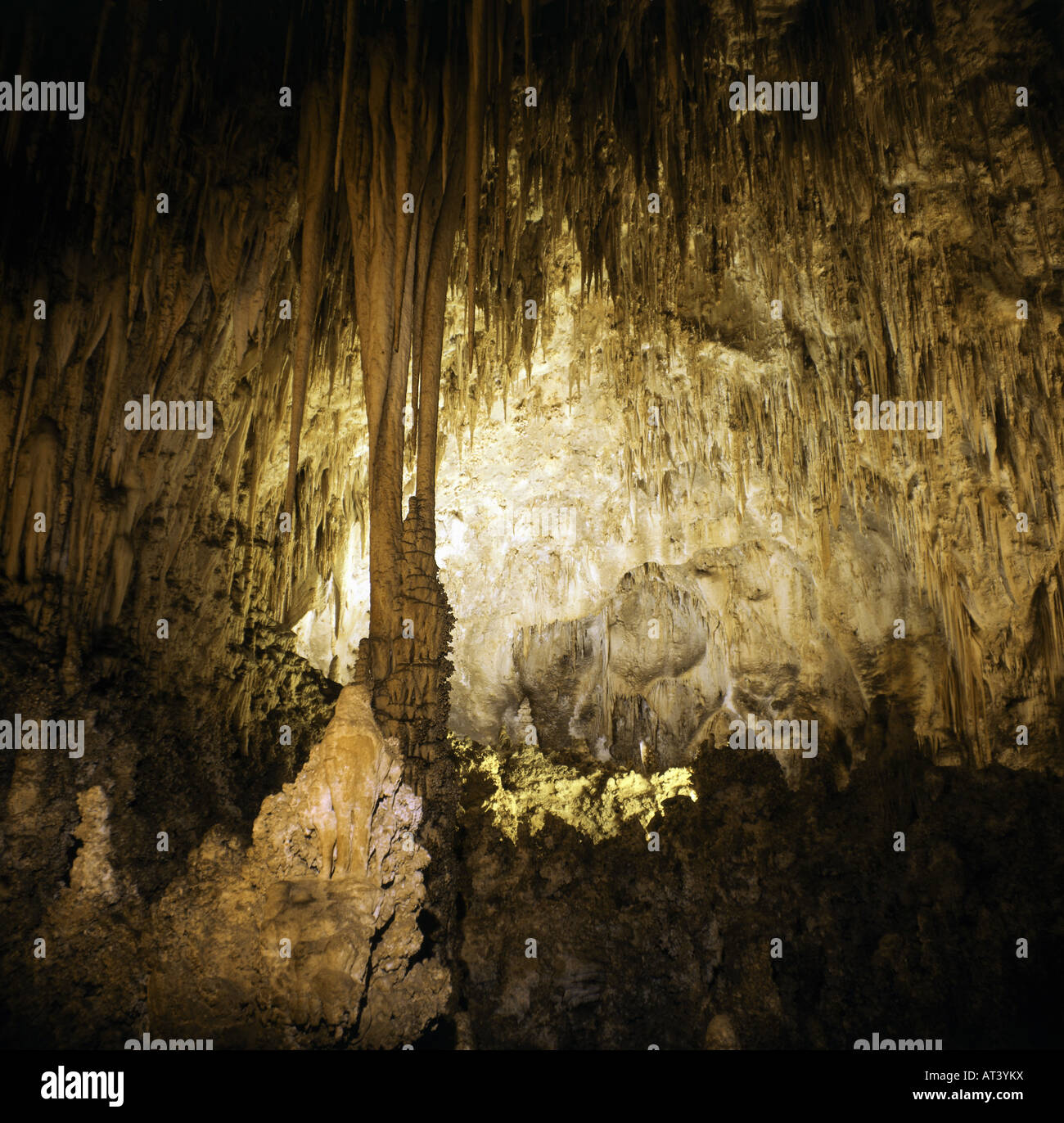 geography / travel, USA, New Mexico, Carlsbad Caverns, dripstone cave, stalactites and stalagmites, North America, special geolo Stock Photo