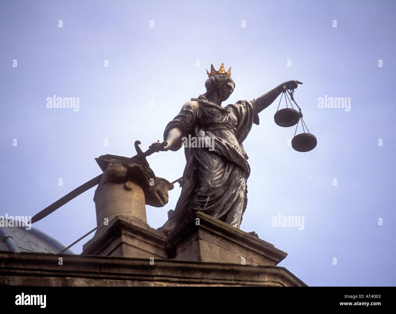 Statue of Justice above Guildhall Bath England Stock Photo