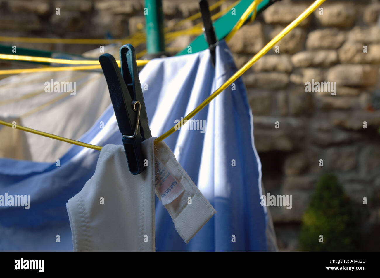 Washing on a washing line Stock Photo