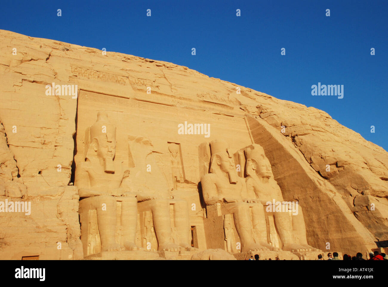 The Great Temple of Ramses II Abu Simbel at sunrise Egypt January 2008 Stock Photo