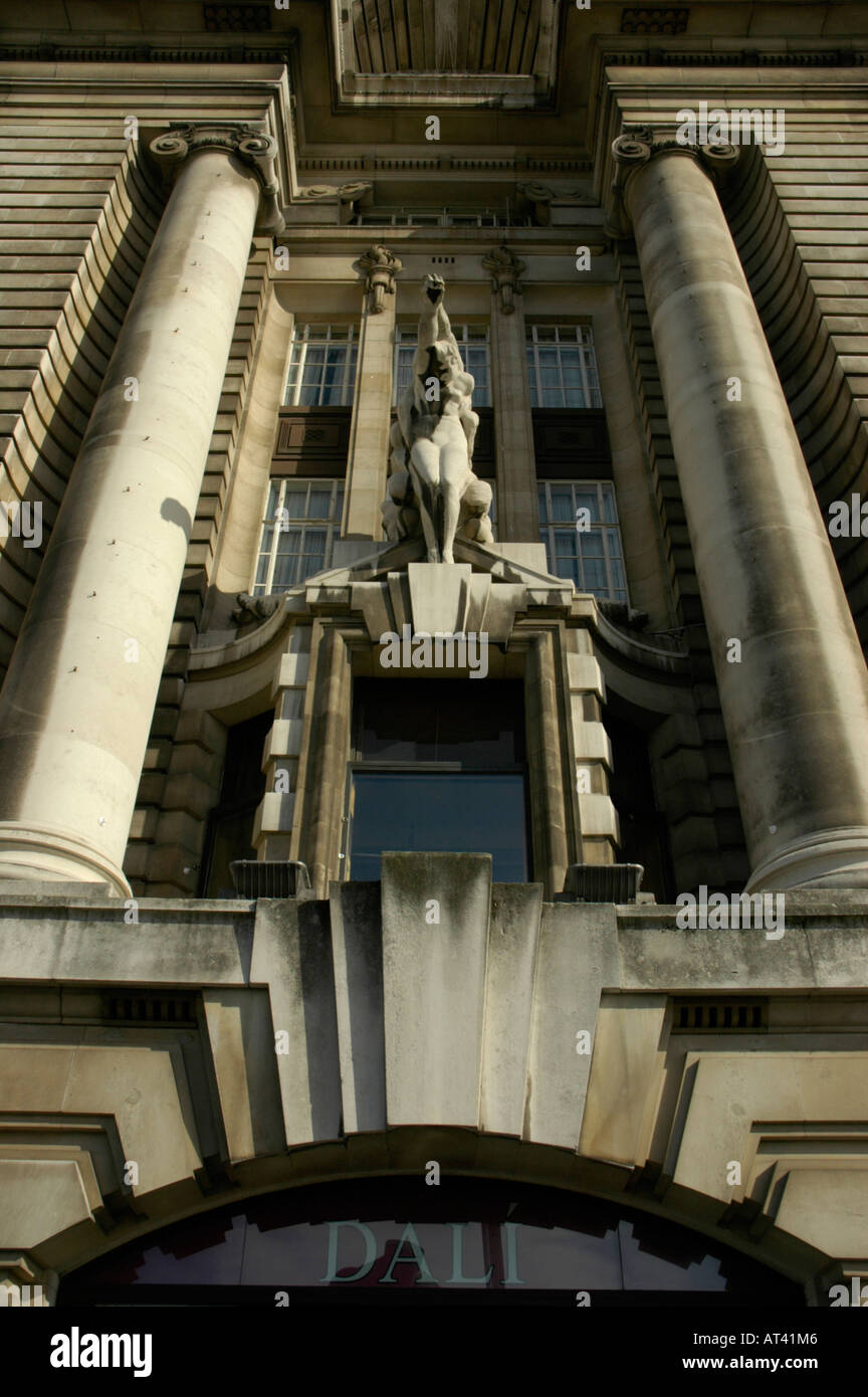 Stone facade above County Hall Gallery South Bank London England Stock ...