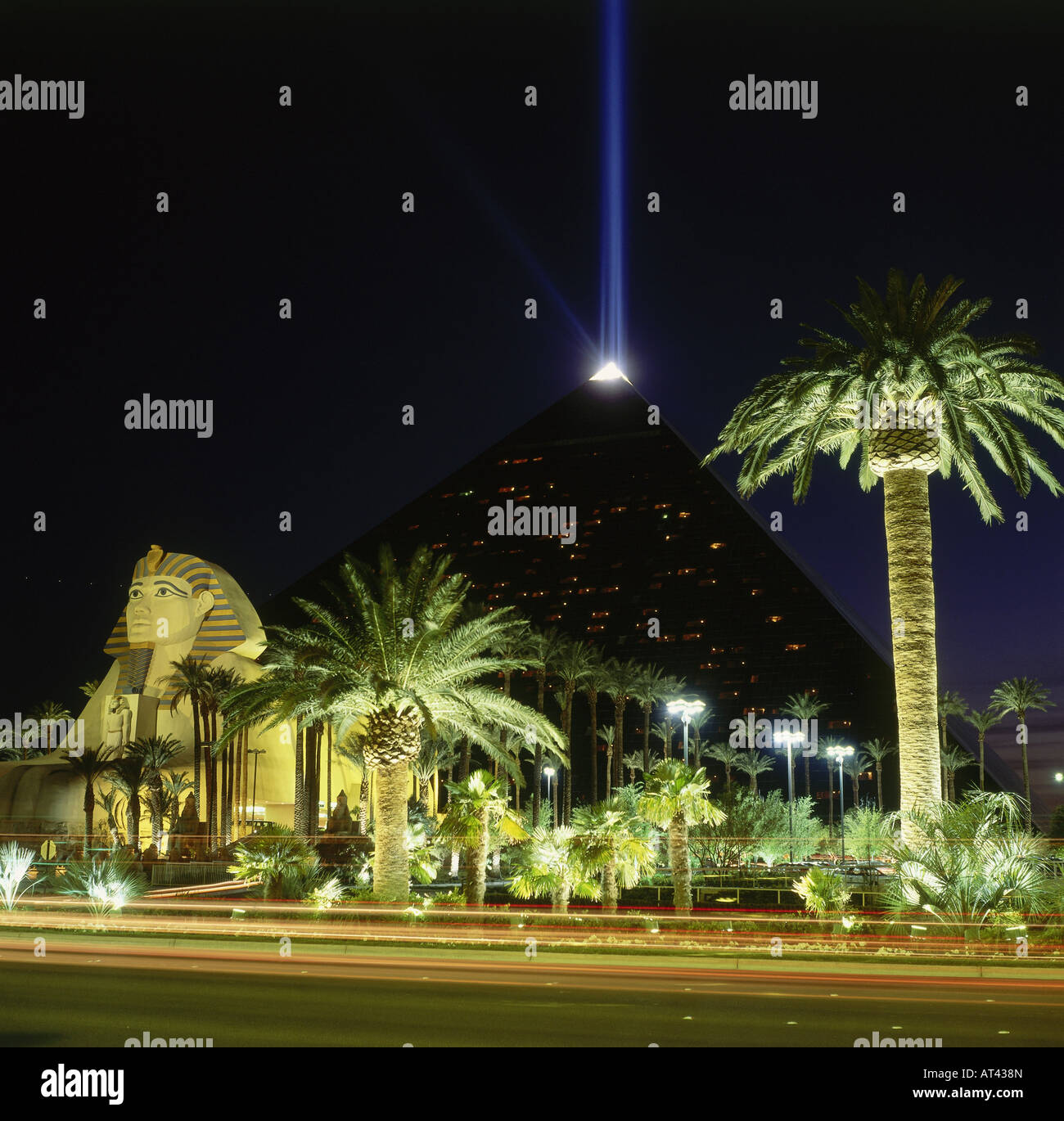 geography / travel, USA, Nevada, Las Vegas, The strip, Luxor Hotel and casino, night, lights, Stock Photo