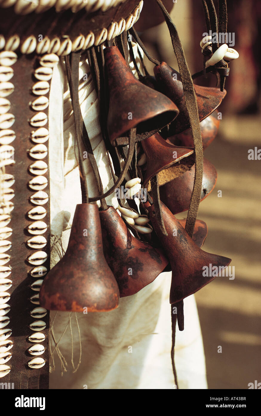 Close up detail of the decorations worn by a man of the Boran tribe to celebrate the birth of a son Sololo northern Kenya Stock Photo