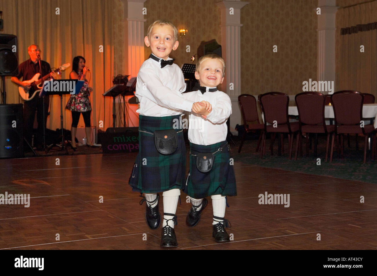 Scotland Wedding Reception Party Two Young Boys Dancing In Stock