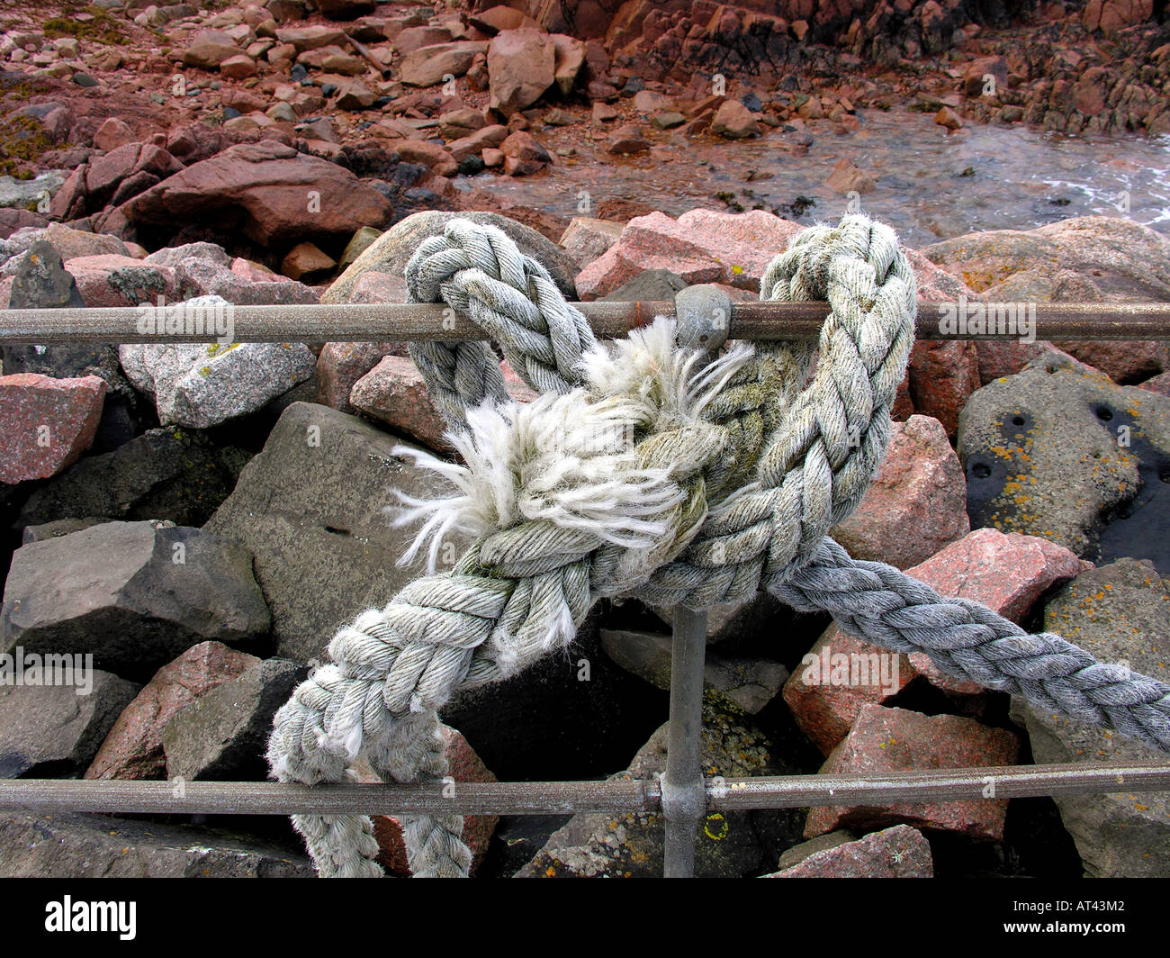 Fisherman's rope at the harbour on the Isle of Iona Scotland Stock ...
