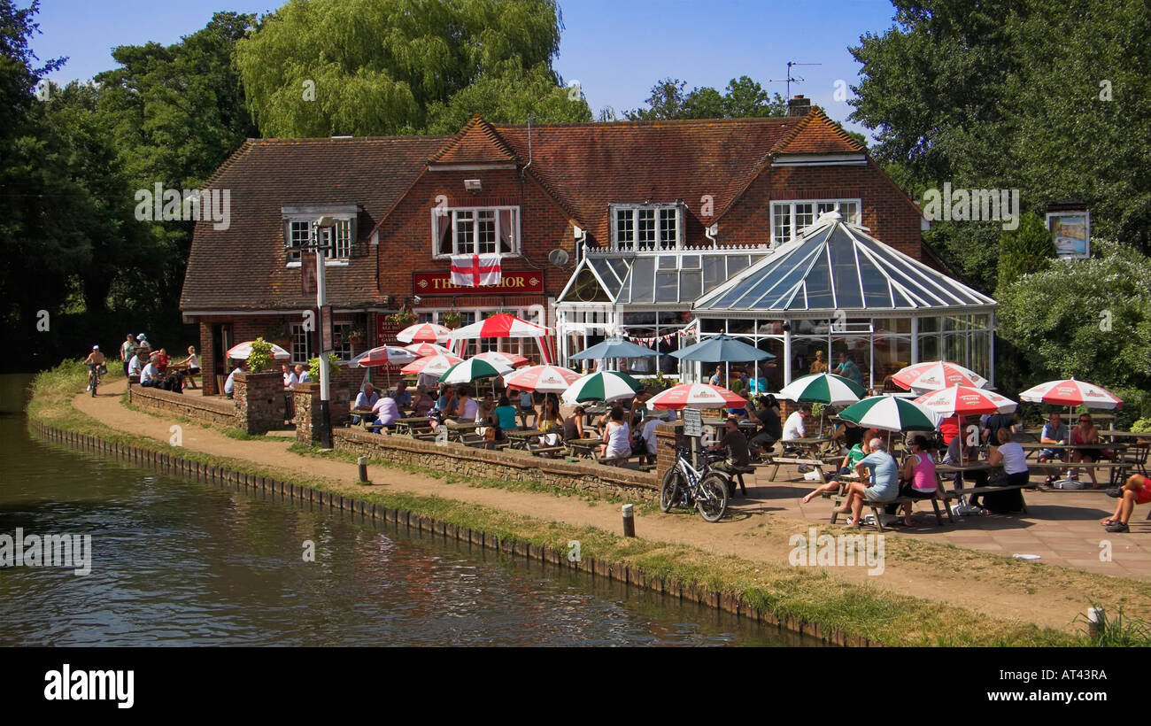 The Anchor Public House on the River Wey Navigation canal at Pyrford