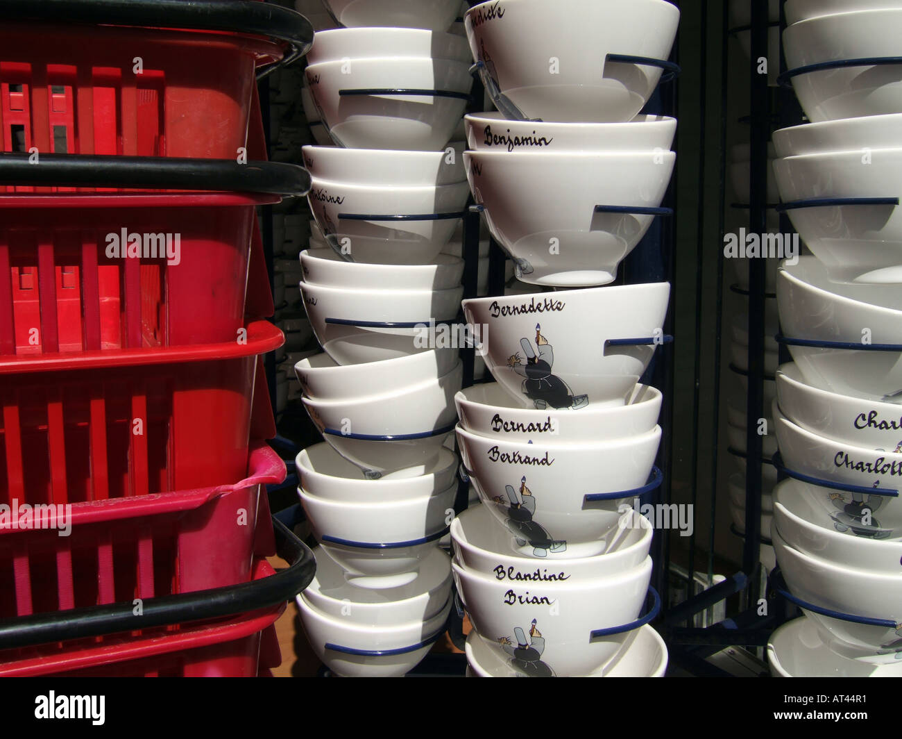 Dishes & Baskets stacked Stock Photo Alamy