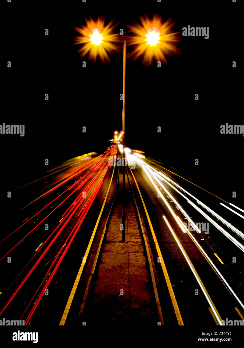 Traffic light trails at night Stock Photo - Alamy