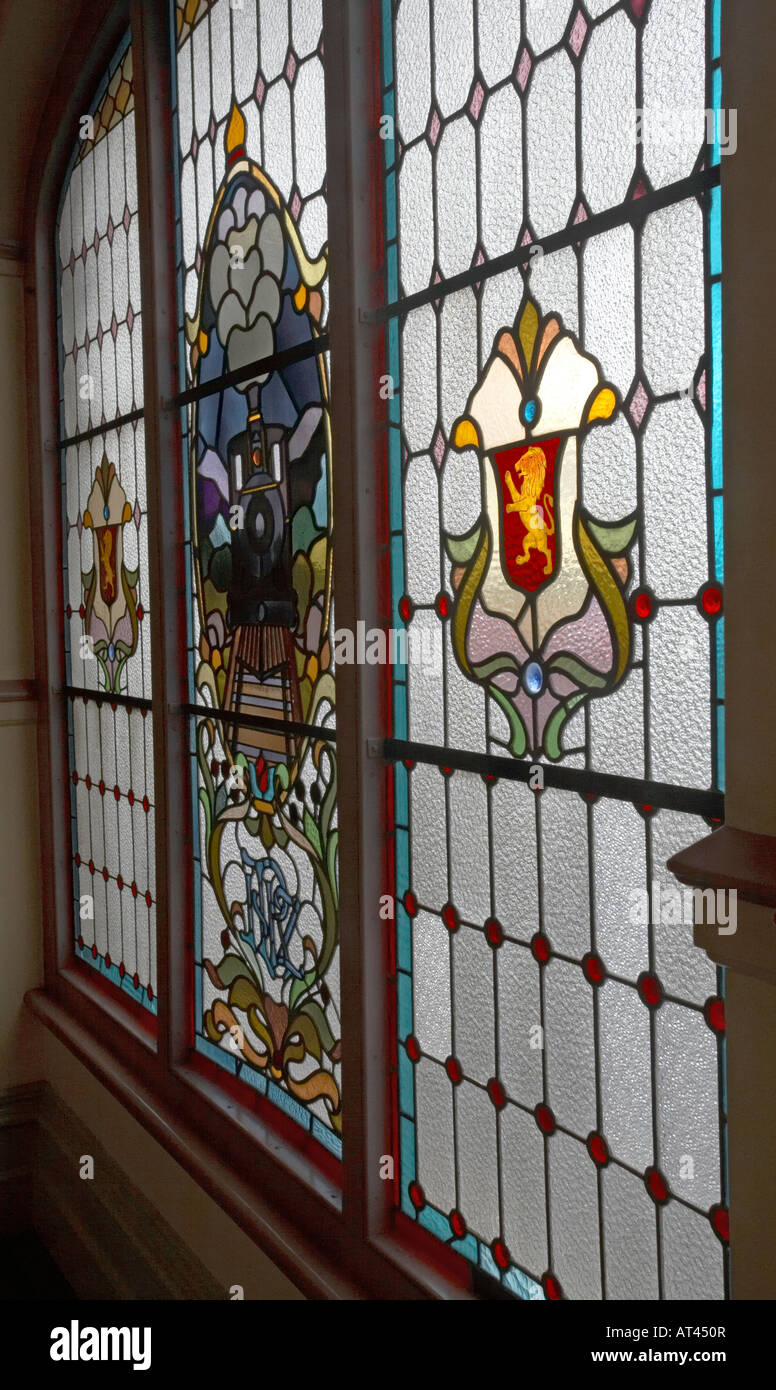 Stained glass window inside the Dunedin Railway Station, Dunedin, South