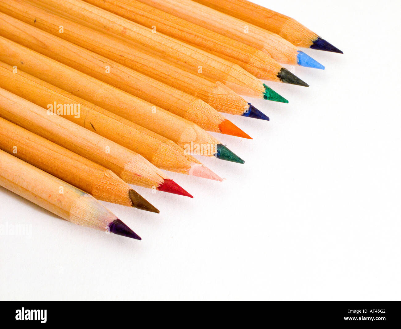 Line of coloured pencils Stock Photo