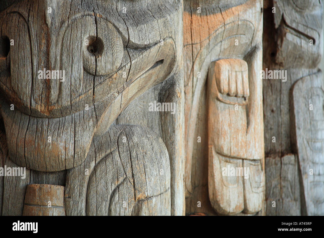 Totem poles Museum of Anthropology University of British Columbia Vancouver BC Stock Photo