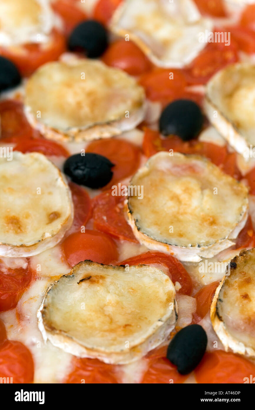 Home baked goats cheese and tomato tart, made with puff pastry and