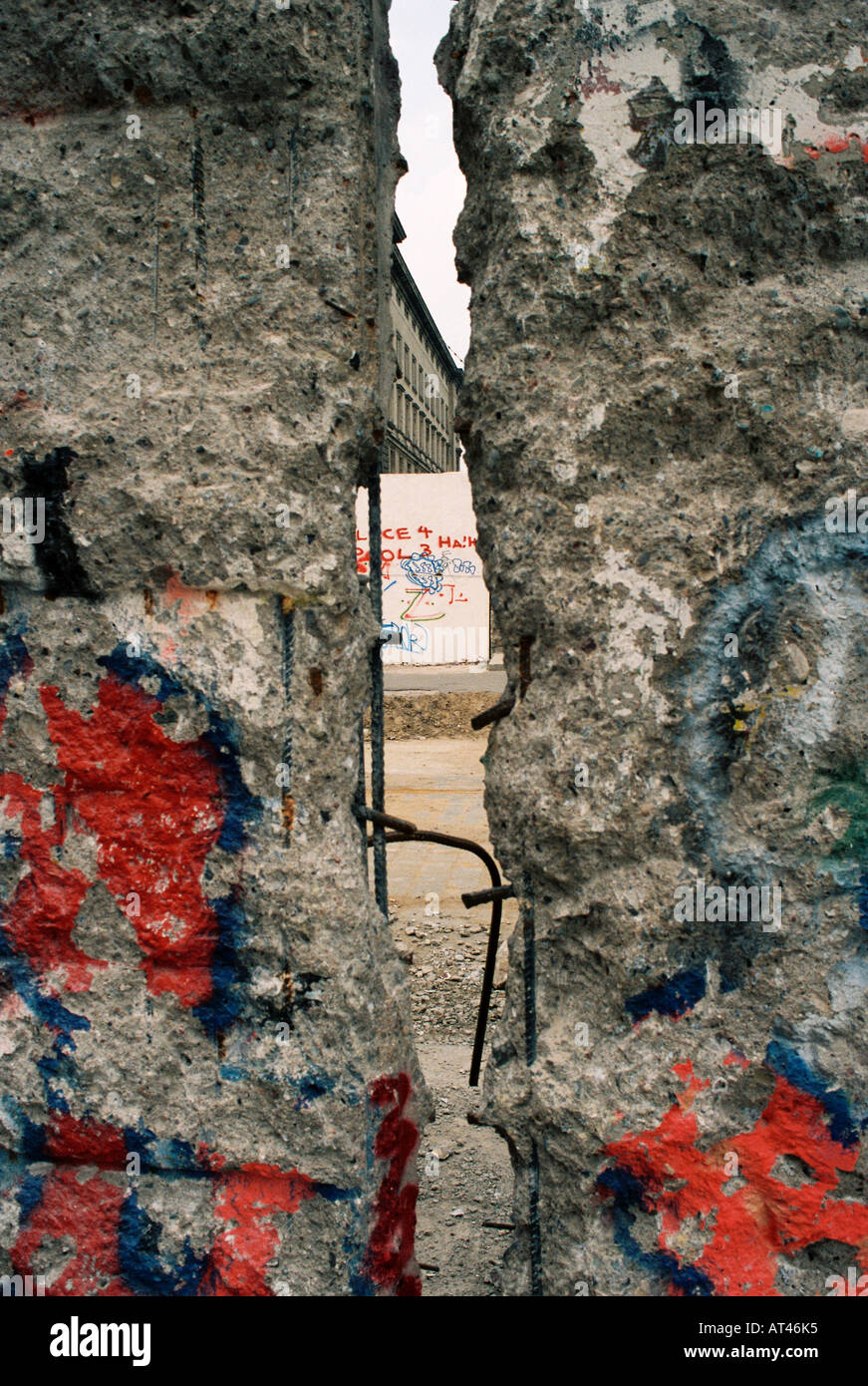 The Fall of the Berlin wall, 1989. A view to the east through a hole in