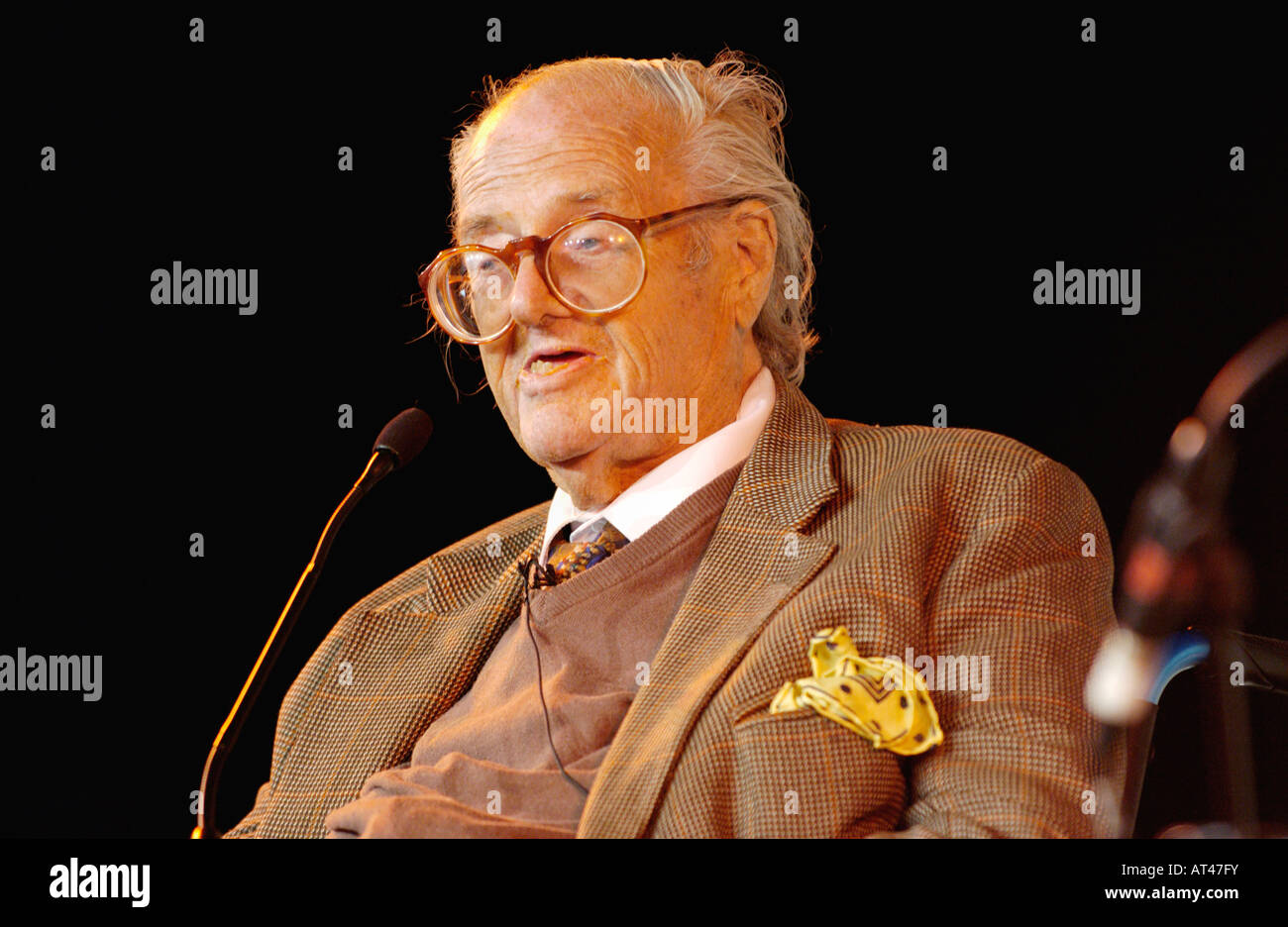 Sir John Mortimer CBE QC English barrister dramatist and author at The Guardian Hay Festival 2007 Hay on Wye Powys Wales UK EU Stock Photo