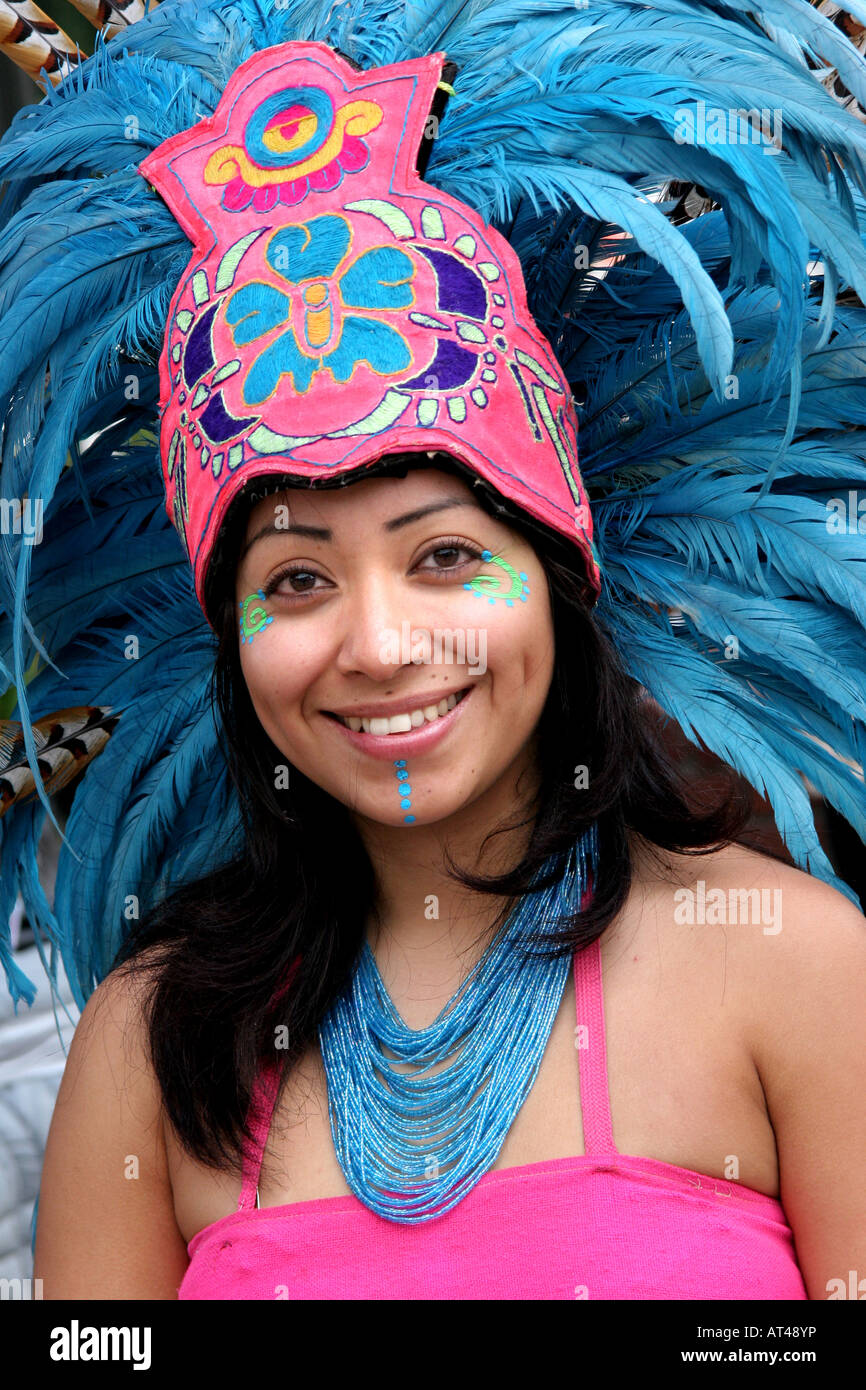 El Pueblo de Los Angeles woman in traditional dress Stock Photo