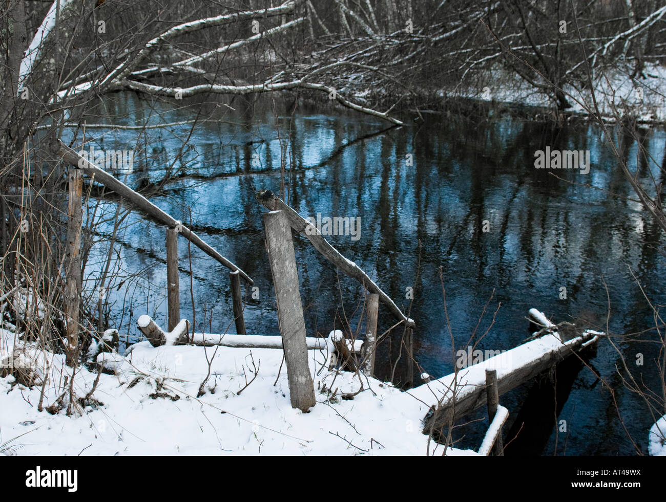 wintry blue river Stock Photo