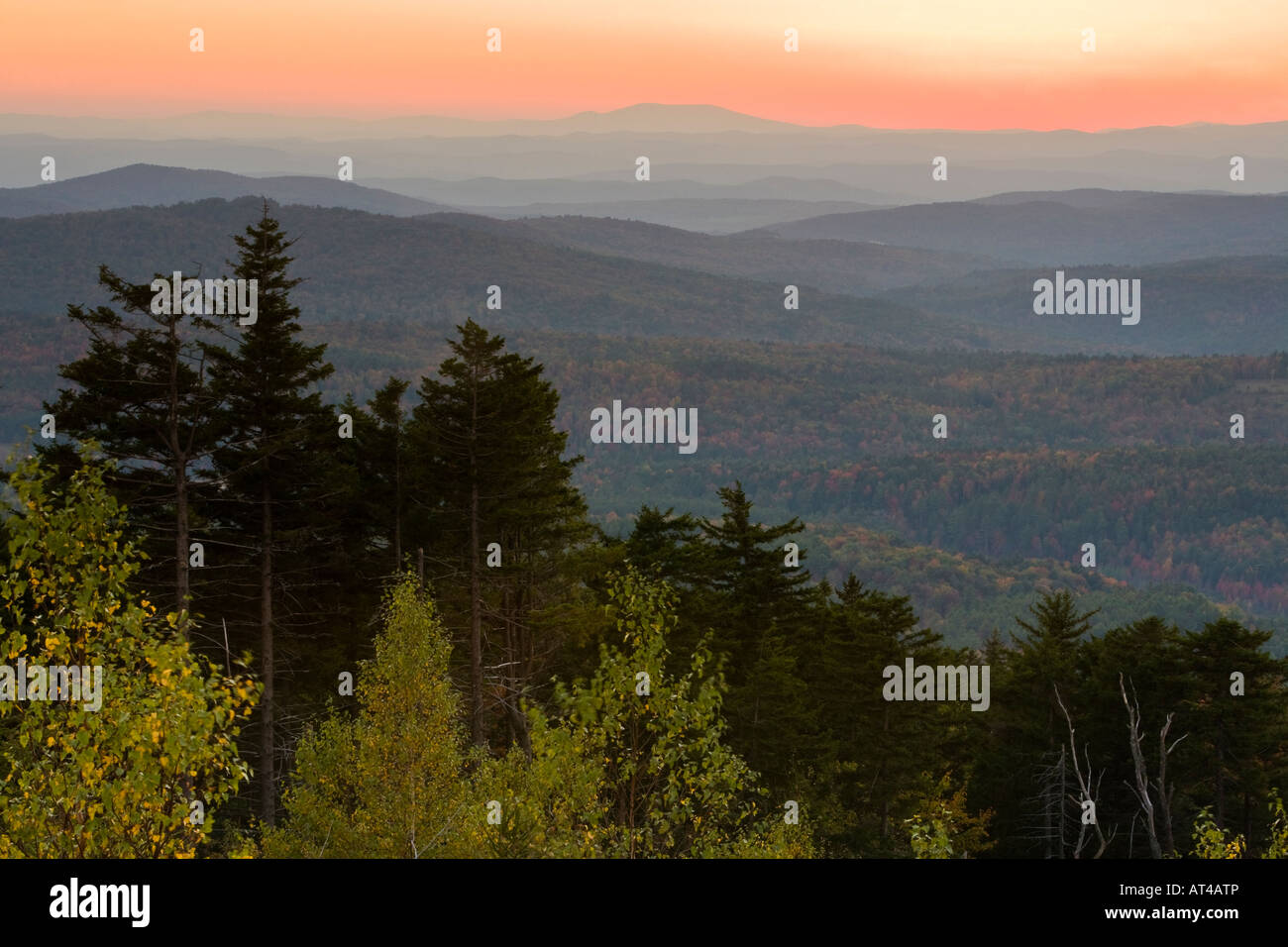 Sunset from the summit of Silver Mountain in Lempster, New Hampshire