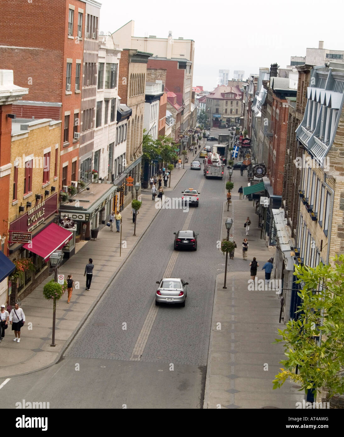 Busy Rue Saint Jean viewed from the Fortifications de Quebec, Quebec