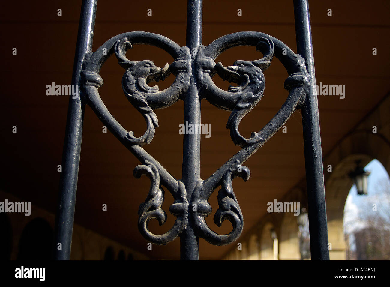 grate detail with two snakes or dragons like main motive Stock Photo