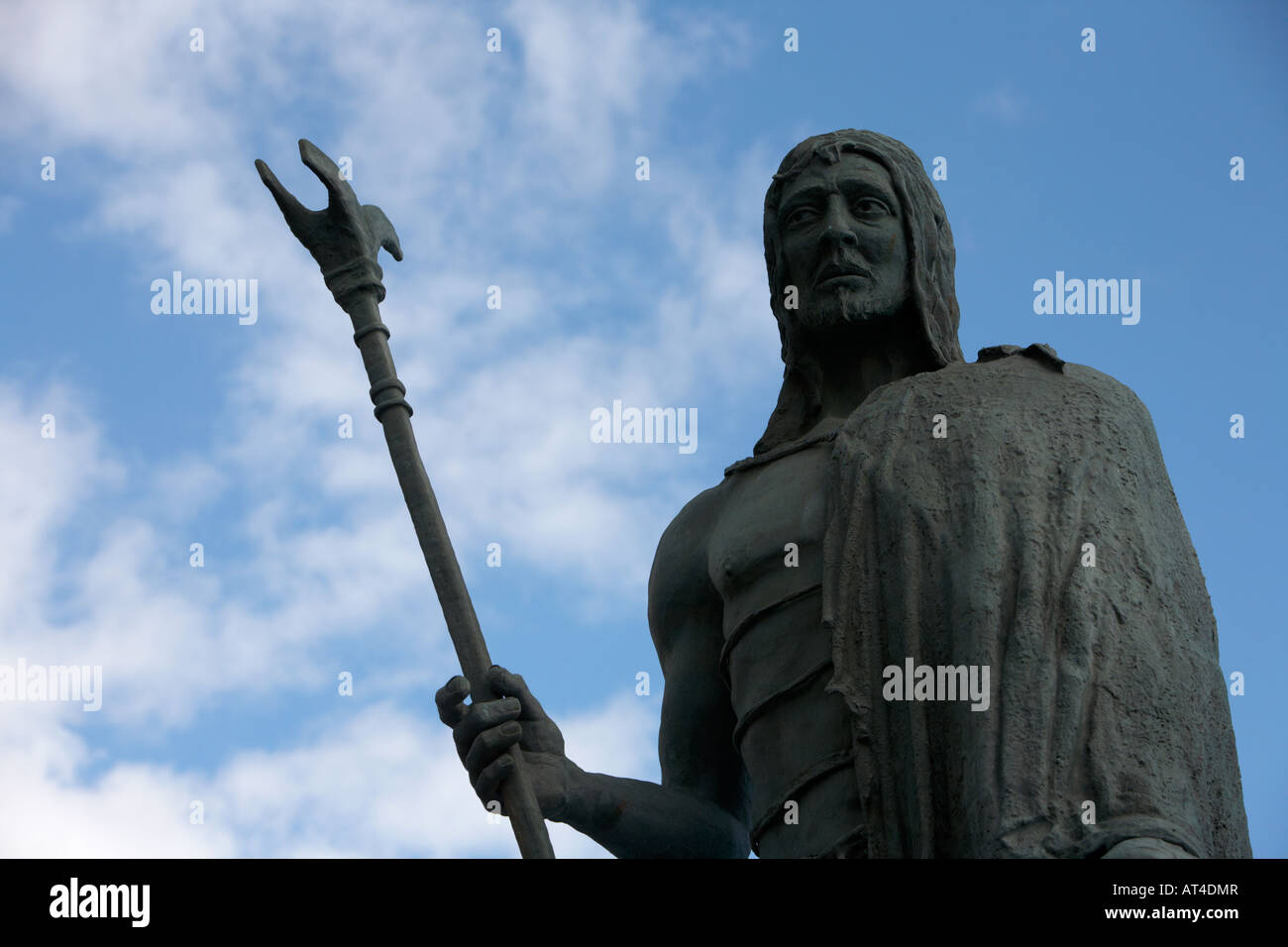 statue of the guanche chief king mencey Tegueste in Candelaria the